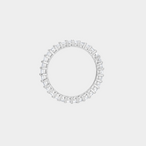 Diamond ring with a circular band on a light gray background